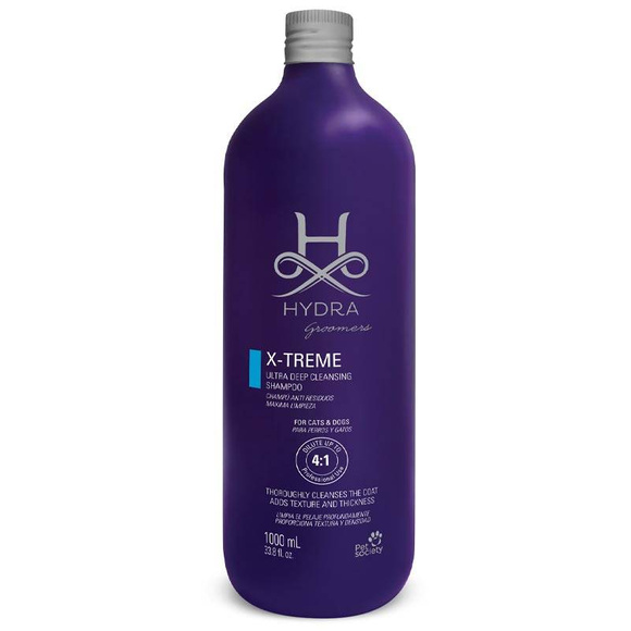 Hydra Professional X-Treme Clarifying Shampoo - szampon głęboko oczyszczający, odtłuszczający, dla psów i kotów, koncentrat 4:1, 1l