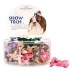 Show Tech Argyle Bows - kokardki na gumce dla psów, z serduszkami, 50 szt.