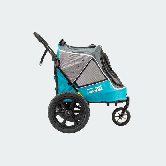 InnoPet Sporty Evolution Ocean Blue - solidny, wygodny wózek dla psów o wadze do 30kg, z uchwytem do roweru