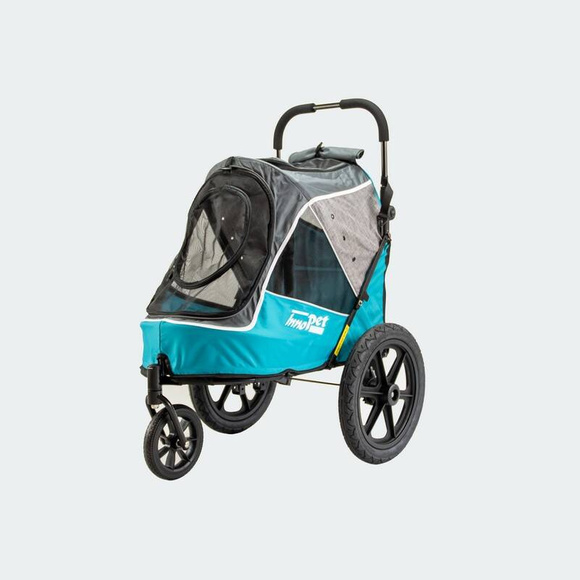 InnoPet Sporty Evolution Ocean Blue - solidny, wygodny wózek dla psów o wadze do 30kg, z uchwytem do roweru