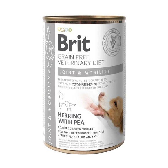 Brit Grain Free Veterinary Diet Joint & Mobility - mokra karma dla psa, na wsparcie mobilności i przeciwdziałanie bólowi podczas choroby zwyrodnieniowej stawów, 400g