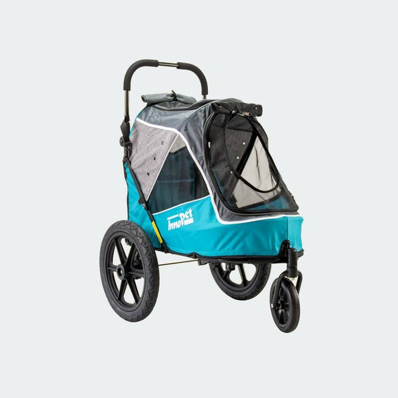 InnoPet Sporty Evolution Ocean Blue - solidny, wygodny wózek dla psów o wadze do 30kg, z uchwytem do roweru