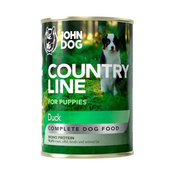 John Dog Country Line kaczka - pełnoporcjowa karma dla szczeniąt i psów młodych wszystkich ras, 400g