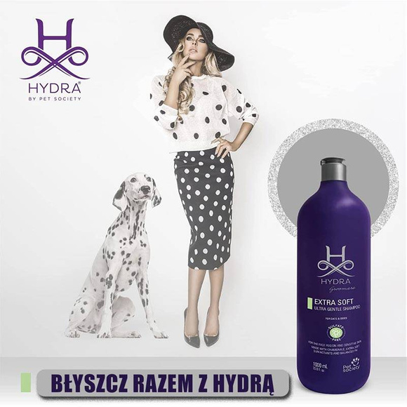 Hydra Professional Extra Soft Ultra Gentle Face and Body Shampoo - hipoalergiczny szampon dla psów i kotów o wrażliwej skórze, do sierści każdego typu, koncentrat 4:1, 1l