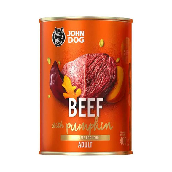 John Dog Pumpkin Line wołowina z dynią - pełnoporcjowa karma dla psów dorosłych wszystkich ras, 400g