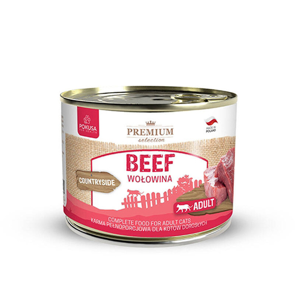 POKUSA Premium Selection Beef - mokra karma z wołowiną dla kotów dorosłych, 200g