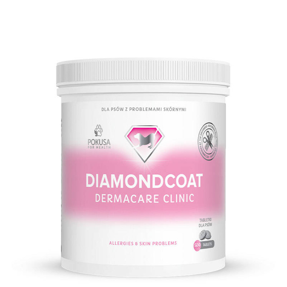 POKUSA DiamondCoat Dermacare Clinic - tabletki na poprawę kondycji szaty u psów wystawowych, 500 tabletek