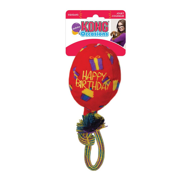 KONG® Occasions Birthday Balloon Red M - pluszowy balon urodzinowy dla psa, czerwony