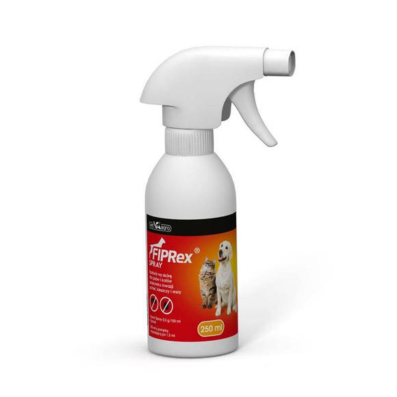 Fiprex - spray przeciwko pchłom i kleszczom dla psów i kotów, 250 ml