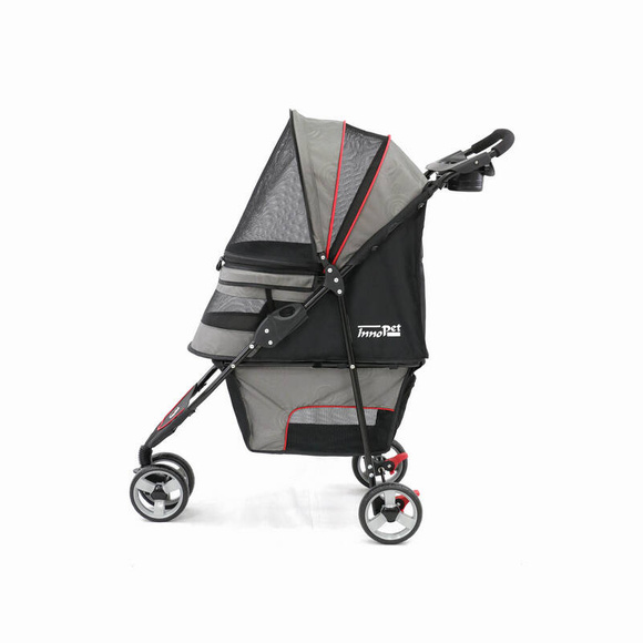 InnoPet Buggy Avenue Gray/Red - lekki i zwrotny wózek dla psów o wadze do 11kg, szaro-czerwony