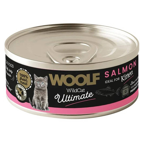 Woolf Ultimate Cat Kitten Salmon - bezglutenowa, pełnoporcjowa karma wilgotna z łososiem dla kociąt, 85g