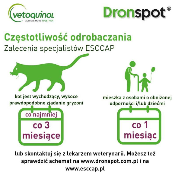 Vetoquinol Dronspot - preparat na odrobaczenie dla dużych kotów, krople spot-on