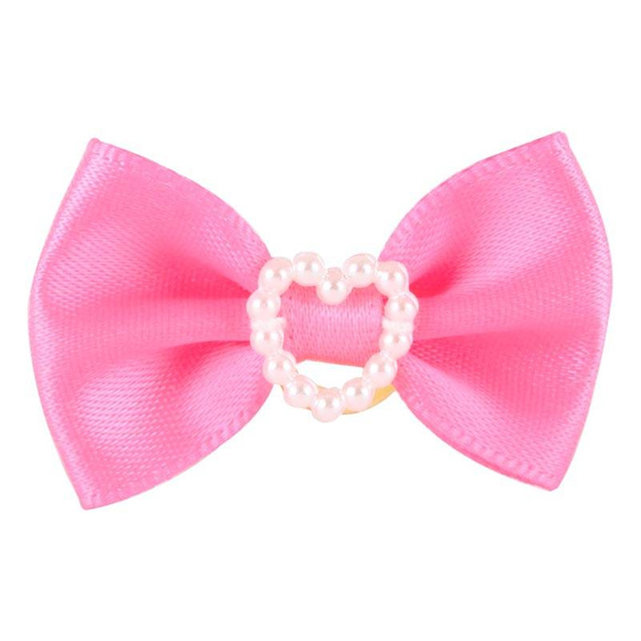 Show Tech Candy Bows with Elastic - kokardki na gumce dla psów, z serduszkiem, 50 sztuk