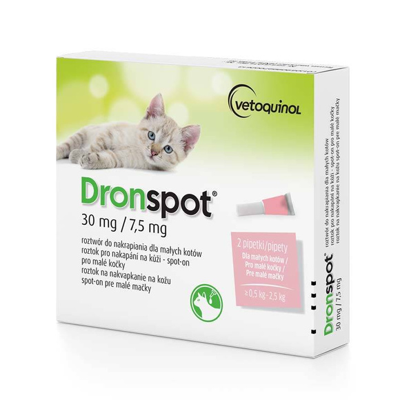 Vetoquinol Dronspot - preparat na odrobaczenie dla małych kotów, krople spot-on