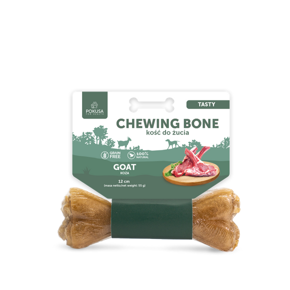 POKUSA Chewing Bone Tasty Koza - kość do żucia, gryzak dla dorosłych psów wszystkich ras, 12cm