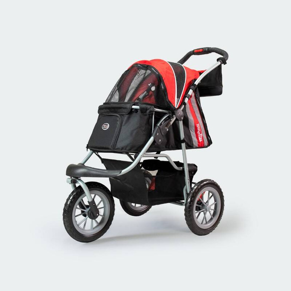 InnoPet Buggy Comfort EFA - składany, wielofunkcyjny, komfortowy wózek dla psów o wadze do 25kg, czarno-czerwony