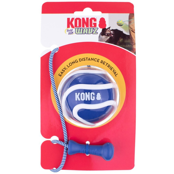 KONG® Wavz Bunji Ball - piłka dla psa z elastyczną linką, pływający aport