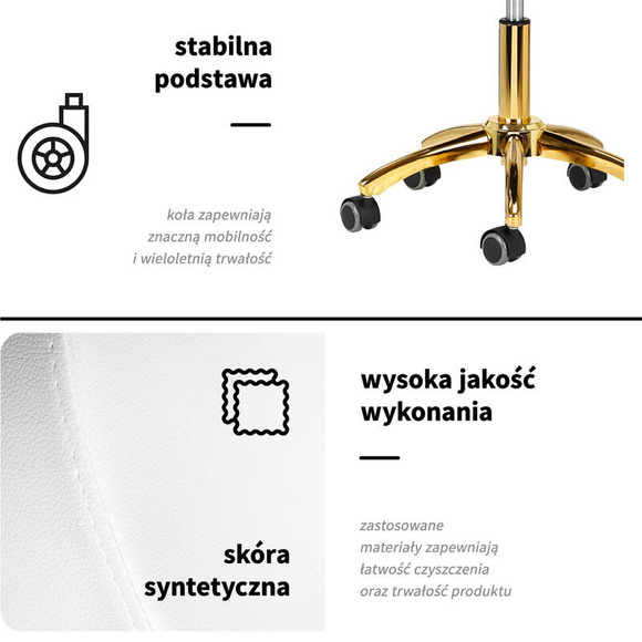 Activ - taboret groomerski AM-304G złoto-biały, z oparciem