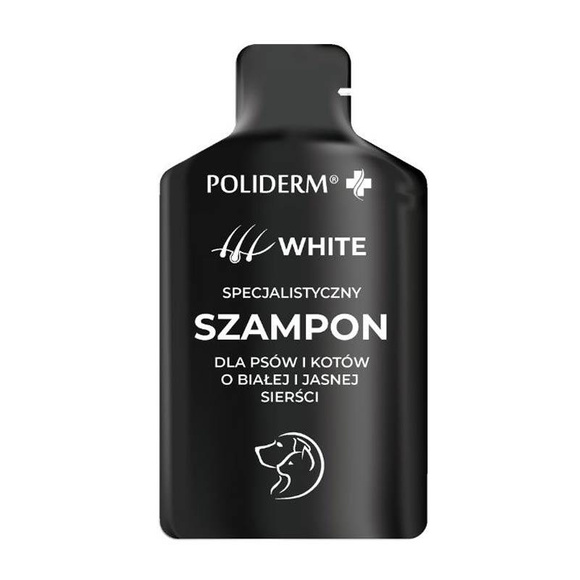 Poliderm® White Shampoo - dermatologiczny szampon dla psów i kotów o białej i jasnej sierści, saszetka 15ml