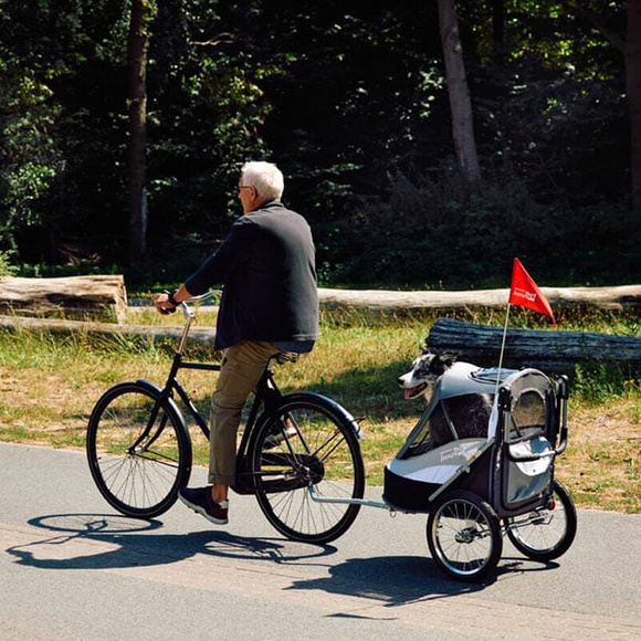 InnoPet Dog Sport Trailer DeLuxe - wózek dla psów o wadze do 30kg, z możliwością podpięcia do roweru, czarno-szary