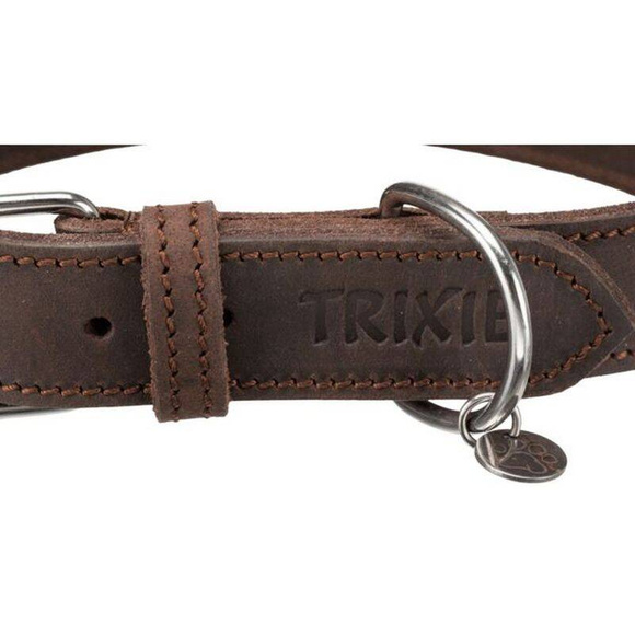 TRIXIE Rustic - obroża skórzana dla psa, ciemnobrązowa, rozmiar L-XL