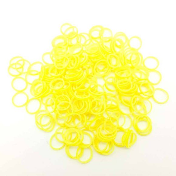 Lainee Latex Bands - profesjonalne gumki do top-knotów, średniej wielkości (7.9 mm), średniej grubości, żółte (neon), 850 sztuk