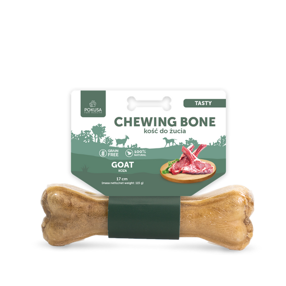 POKUSA Chewing Bone Tasty Koza - kość do żucia, gryzak dla dorosłych psów wszystkich ras, 17cm