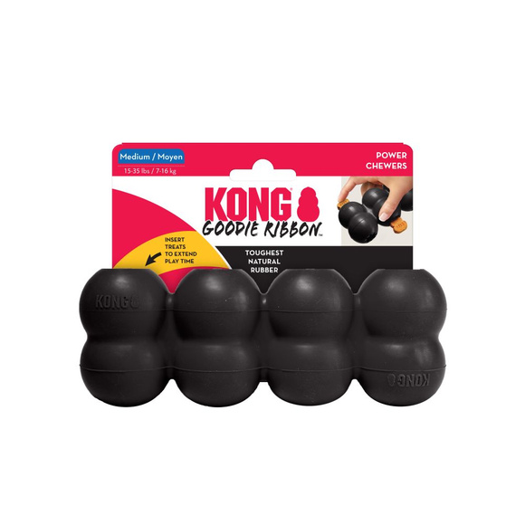 KONG® Extreme Goodie Ribbon - wytrzymała zabawka dla psa, gryzak z miejscem na przysmaki, czarny