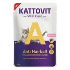 Kattovit Anti Hairball Salmon - mokra karma z łososiem dla dorosłych kotów, pomaga redukować tworzenie się kul włosowych, saszetka 85g