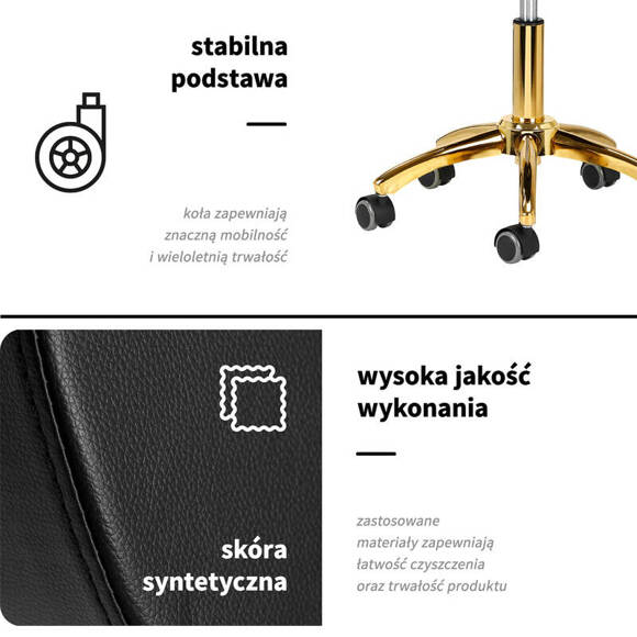 Active - taboret groomerski AM-304G złoto-czarny, z oparciem