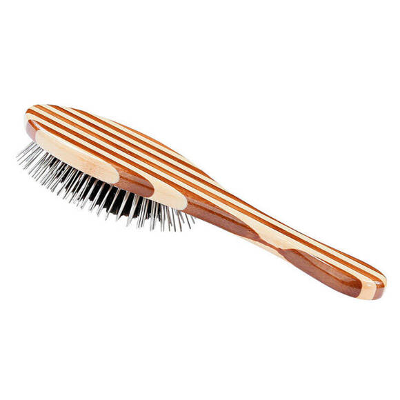 BASS Hybrid Groomer Medium Oval Brush - szczotka bambusowa, z metalowymi pinami i naturalnym włosiem, średnia