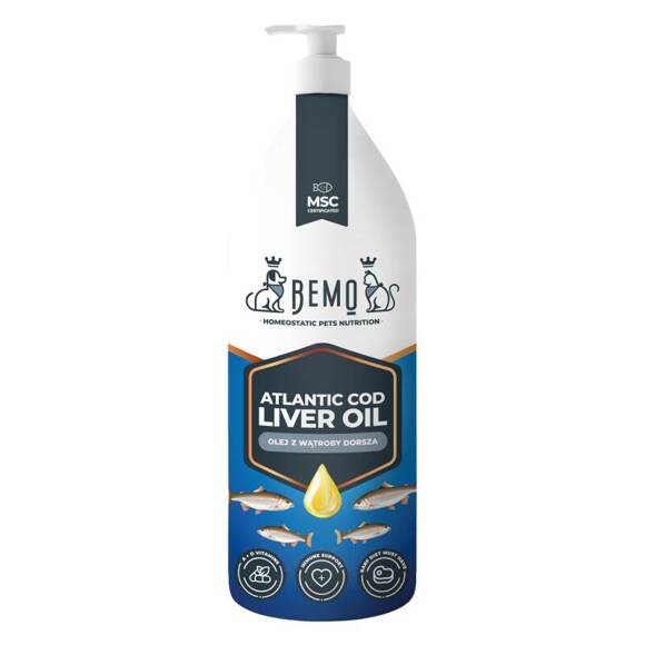 BEMO Atlantic Cod Liver Oil - tran z wątroby dorsza, 1l
