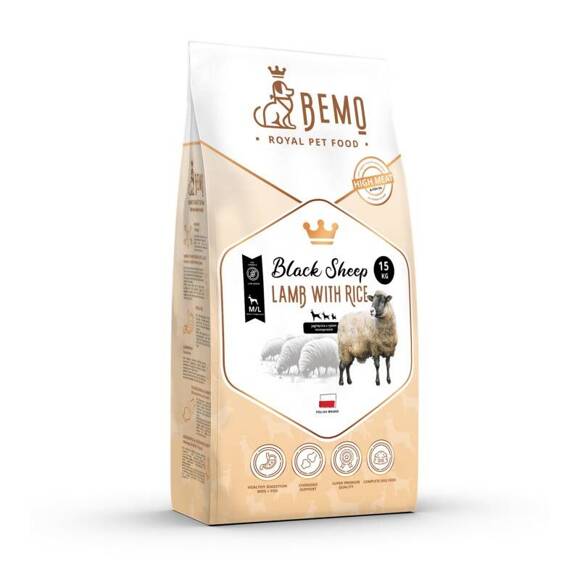 BEMO Black Sheep Adult Large - monobiałkowa sucha karma premium dla dorosłych psów ras dużych, jagnięcina
