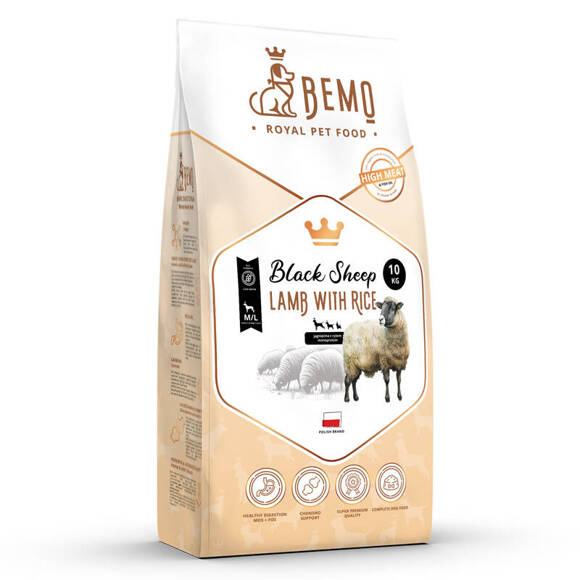 BEMO Black Sheep Adult Small&Medium - monobiałkowa sucha karma premium dla dorosłych psów ras małych i średnich, jagnięcina