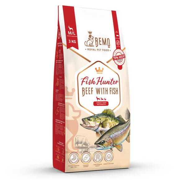 BEMO Fish Hunter Adult Large - sucha karma premium dla dorosłych psów ras dużych, ryby z polskich jezior