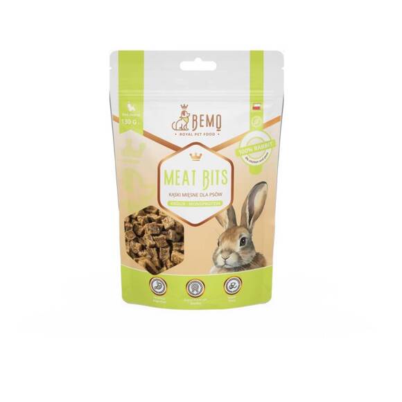 BEMO Meat Bits Rabbit - hipoalergiczne, półmiękkie smaczki dla psa, 100% królik, 130g