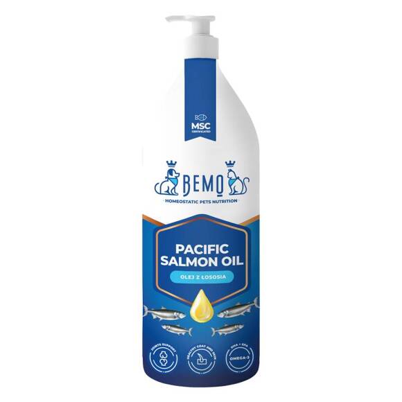 BEMO Pacific Salmon Oil - olej z łososia, o delikatnym smaku i zapachu 1l