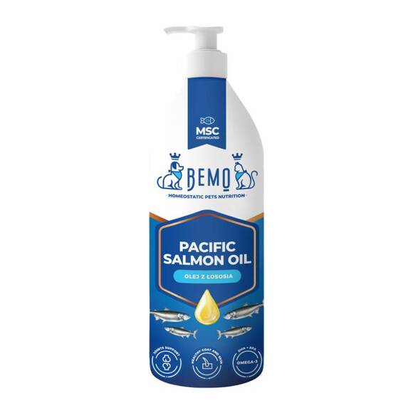 BEMO Pacific Salmon Oil - olej z łososia, o delikatnym smaku i zapachu 500ml