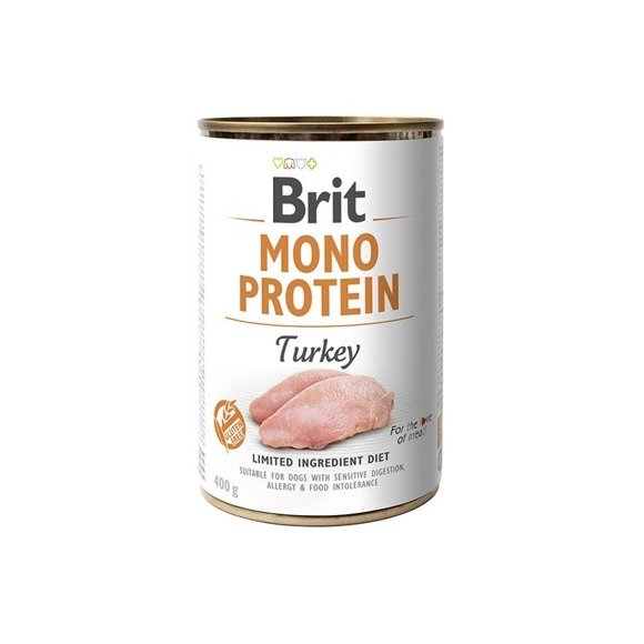 Brit Monoprotein Turkey - karma mokra z indykiem dla psów z wrażliwym przewodem pokarmowym, alergią i nietolerancją pokarmową 400g