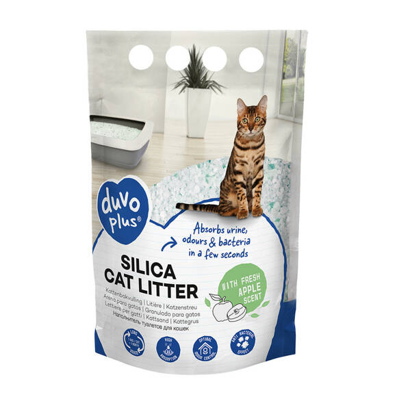 DUVO+ Silica Premium - żwirek silikonowy dla kotów, o jabłkowym zapachu, 5l