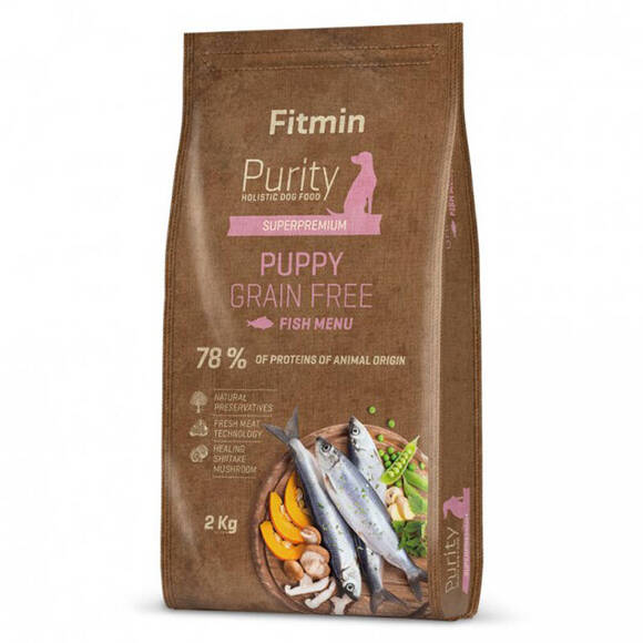 FITMIN Purity GF Puppy Fish - kompletna sucha karma grain free z morskich ryb i jagnięciny dla szczeniąt, suk ciężarnych i karmiących wszystkich ras, 2kg