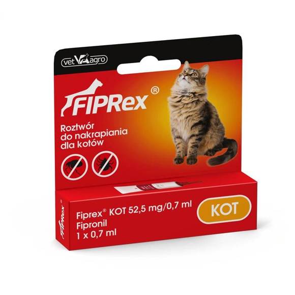 Fiprex - krople przeciwko pchłom i kleszczom dla kotów, pipetka 0.7 ml