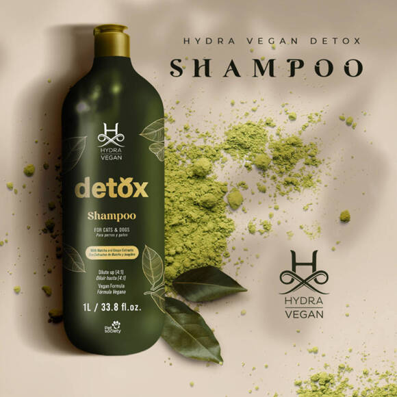 Hydra Vegan Detox Shampoo - oczyszczający, detoksykujący szampon wegański dla psów i kotów, koncentrat 1:4, 1l