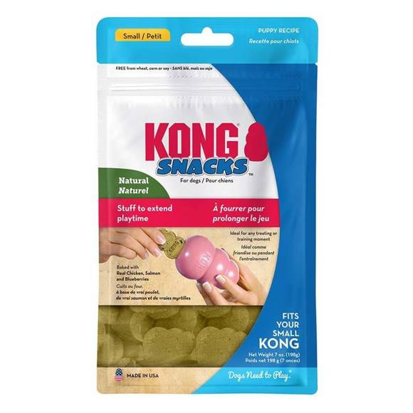 KONG® Snacks Puppy Chicken & Rise Small - małe przysmaki dla szczeniąt, łosoś i kurczak z ryżem oraz jagodami, 200g