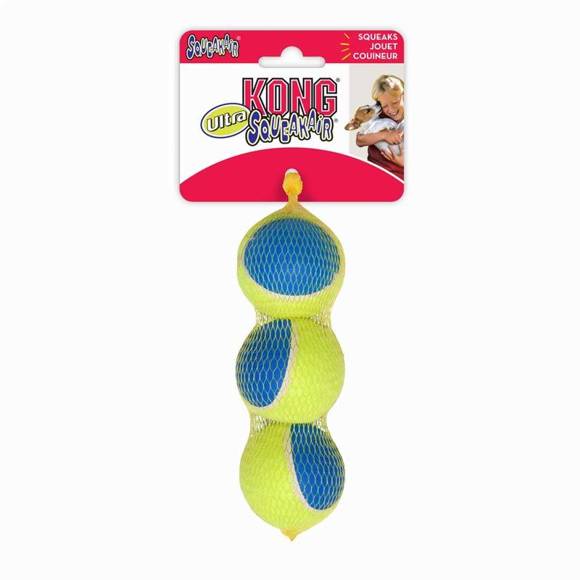 KONG® SqueakAir® Ultra Balls - zabawka dla psa, aport, 3 piłki w rozmiarze M