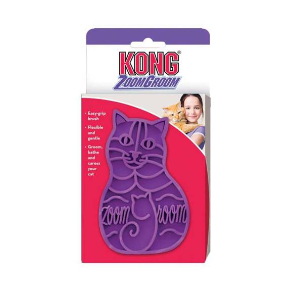 KONG® ZoomGroom™ for Cats - szczotka gumowa dla kota, do ściągania martwego włosa i masażu