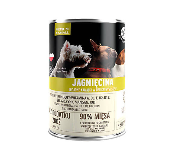 PET REPUBLIC - mokra karma dla psa, jagnięcina, puszka 400g