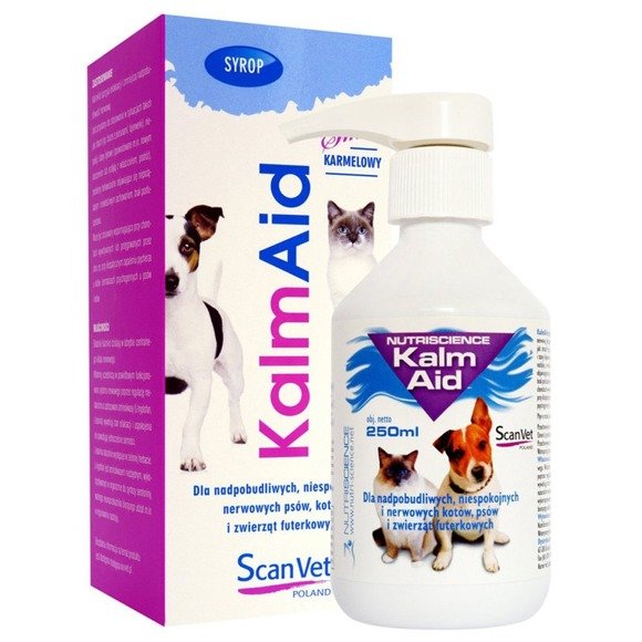 ScanVet Kalm Aid - preparat zmniejszający nadpobudliwość nerwową u psów, kotów, norek i innych zwierząt 250 ml