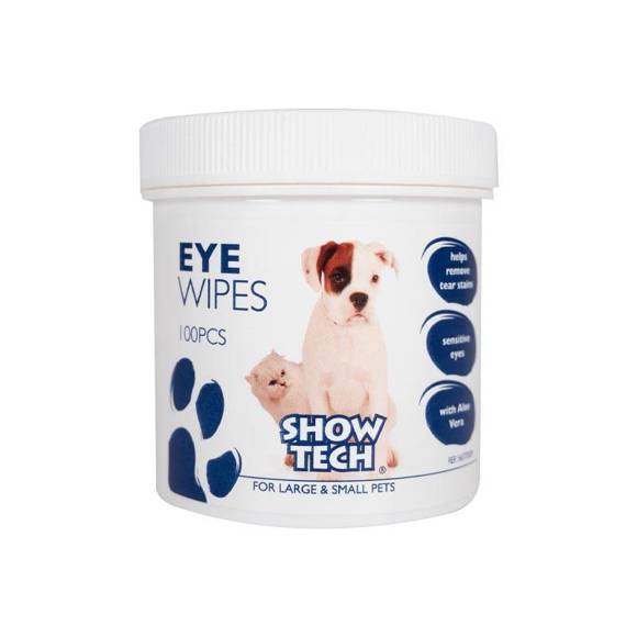 Show Tech No More Tear Stains 250ml + Show Tech Eye Wipes 100 szt. - zestaw kosmetyków do usuwania zacieków pod oczami oraz przebarwień na sierści