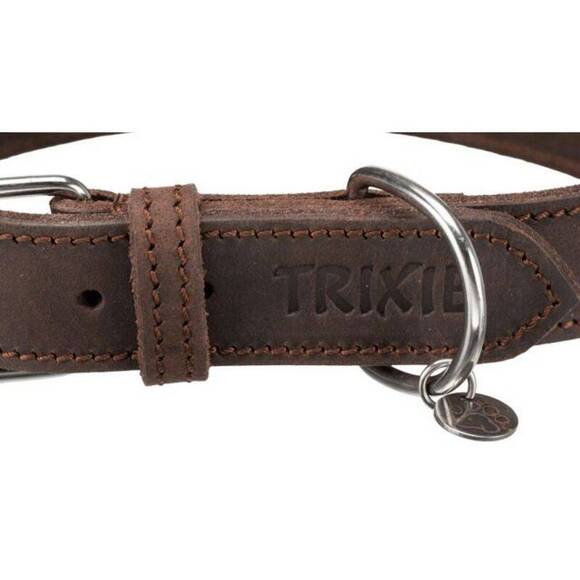 TRIXIE Rustic - obroża skórzana dla psa, ciemnobrązowa, rozmiar L-XL